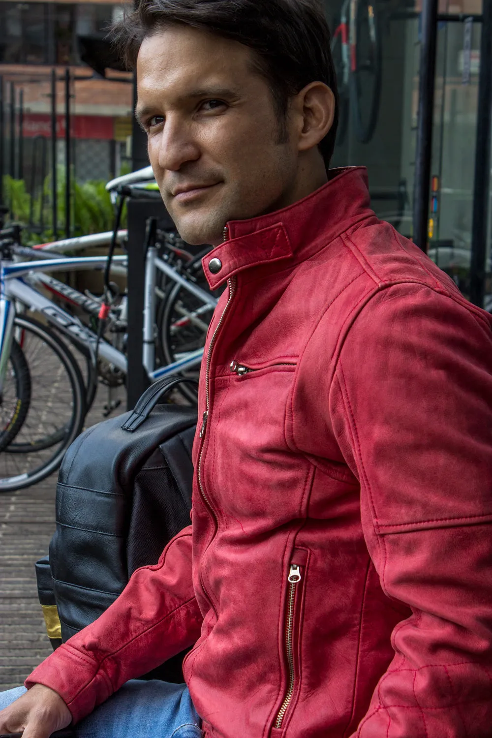 FARGON RR Leather Jacket Pre-washed Red