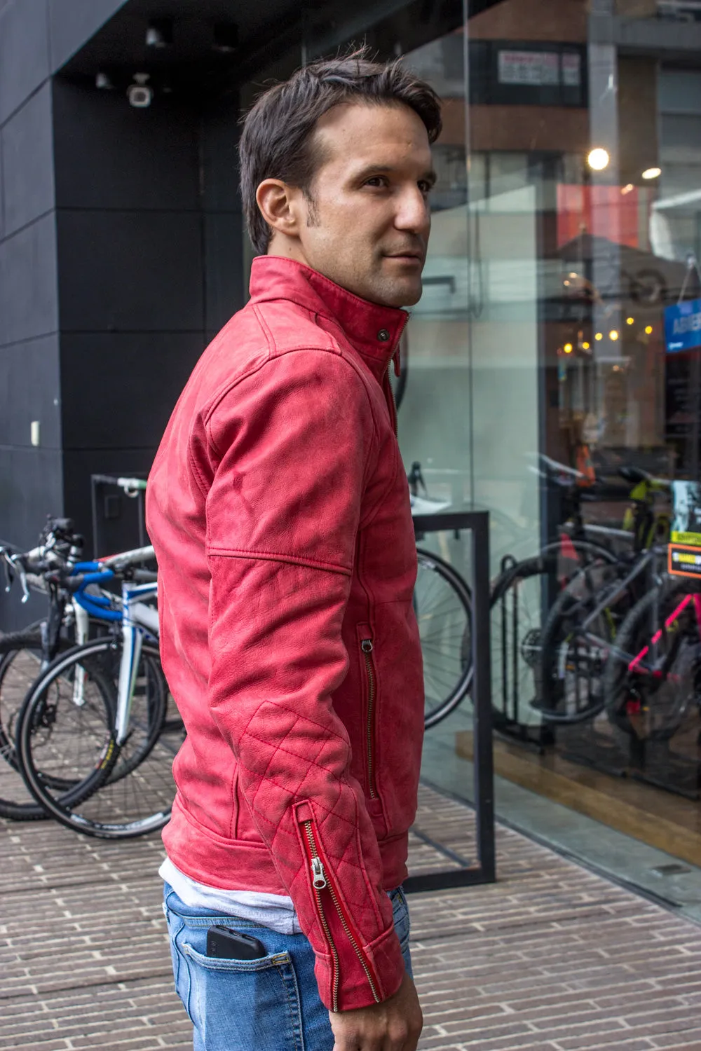 FARGON RR Leather Jacket Pre-washed Red