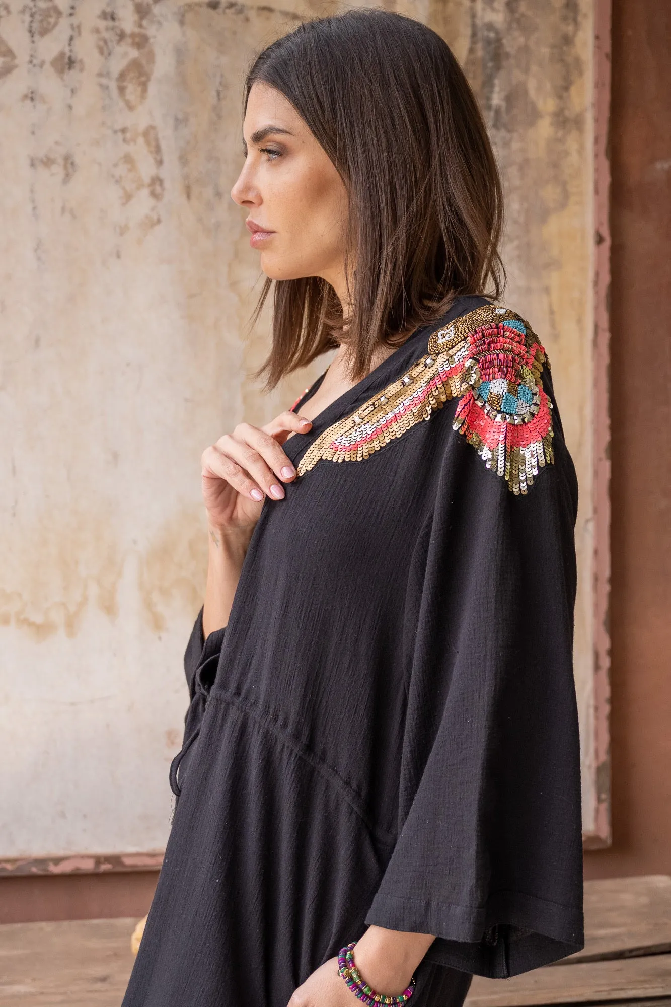 Floral Print Kimono - Black