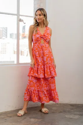 Full Size Vacation Floral Maxi Dress