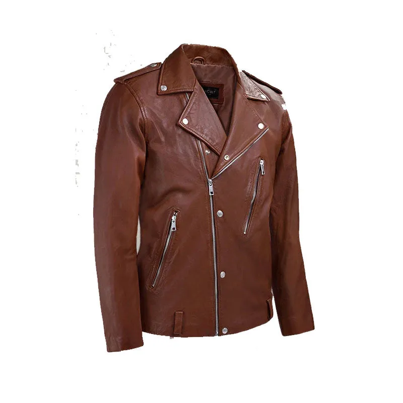 Genuine Best Style Beast Tan Fashion Boys Biker Leather Jacket