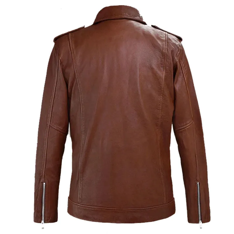 Genuine Best Style Beast Tan Fashion Boys Biker Leather Jacket