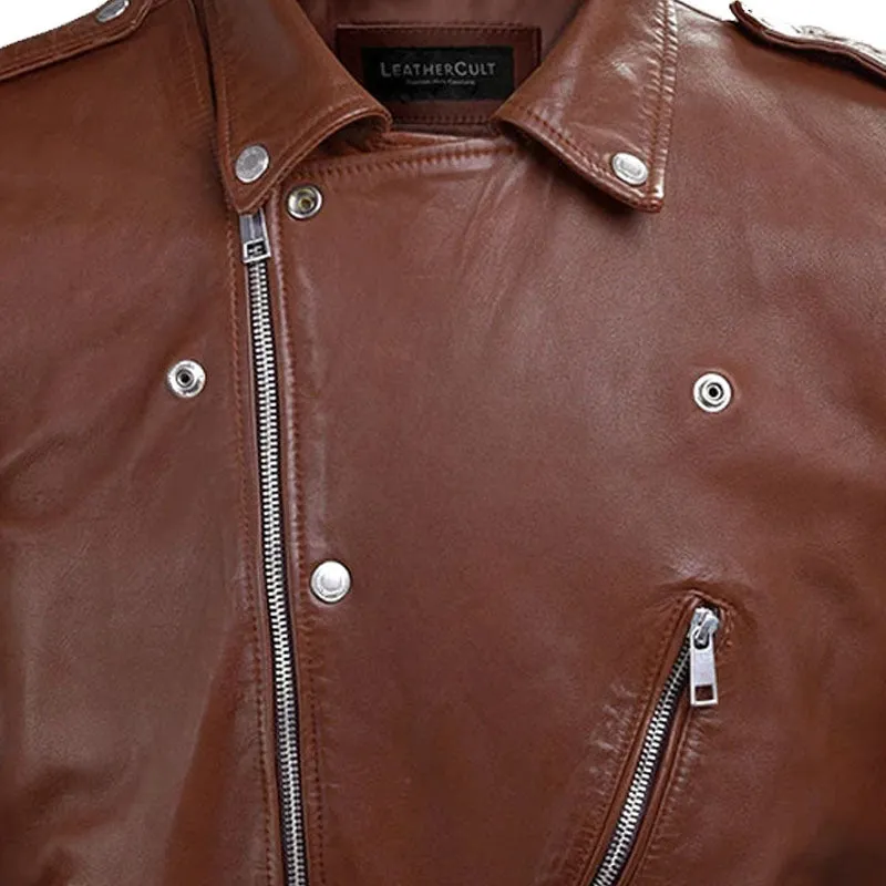 Genuine Best Style Beast Tan Fashion Boys Biker Leather Jacket