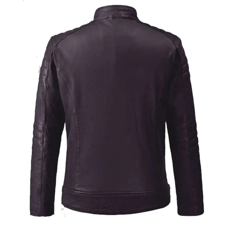 Genuine High Quality Firefly Moto Purple Leather Biker Jacket