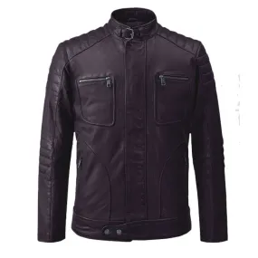 Genuine High Quality Firefly Moto Purple Leather Biker Jacket