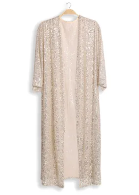 Glitter in the Air Beige Sequin Kimono