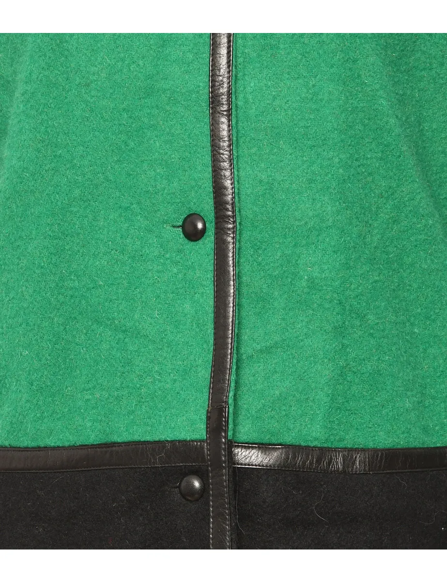 Green & Black Two-Tone Wool Coat - L