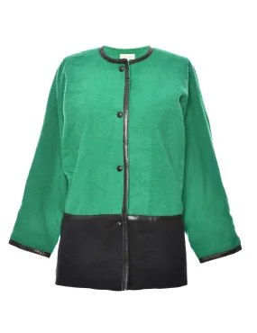 Green & Black Two-Tone Wool Coat - L