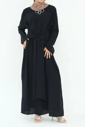 Hanadi Wrap Maxi Dress Abaya 822 - Black