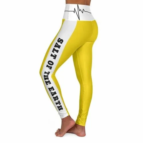 High Waisted Yoga Leggings, Gold Yellow Salt Of The Earth Matthew 5:13