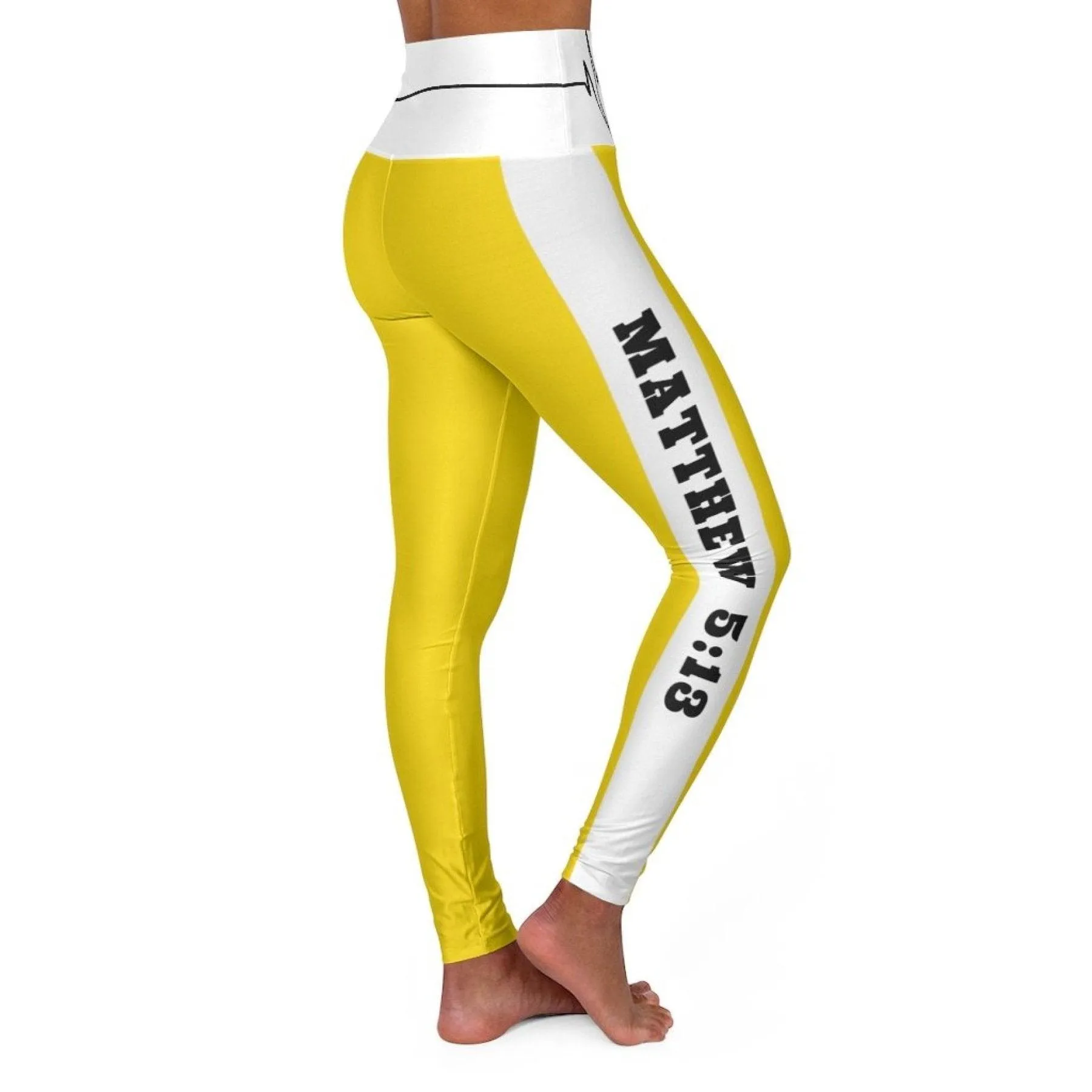 High Waisted Yoga Leggings, Gold Yellow Salt Of The Earth Matthew 5:13