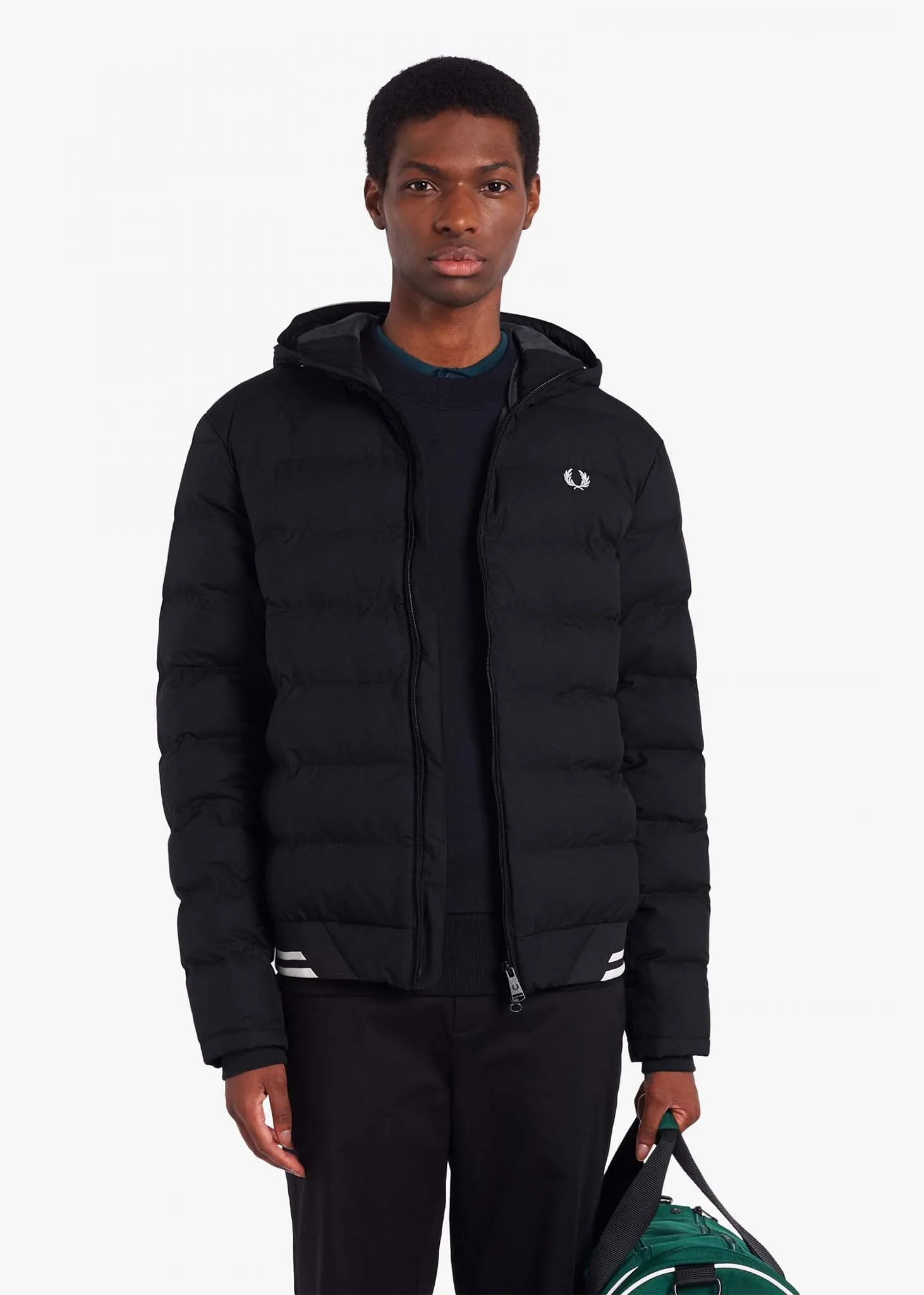 Hooded insulated jacket - black