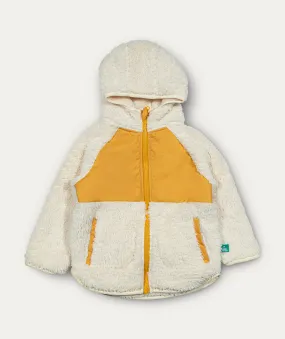 Hooded Zip Up Recycled Fleece Jacket - Cream