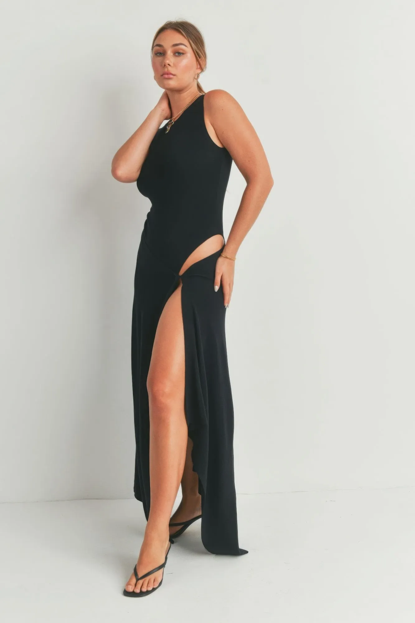 Illusion Maxi Dress With Slit