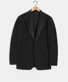 Italian Seersucker Peak Lapel Tuxedo Jacket in Black