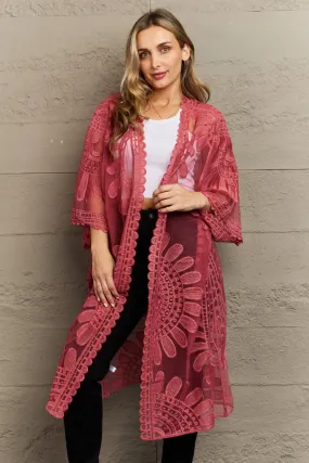 Justin Taylor Legacy Lace Pink Rose Duster Kimono