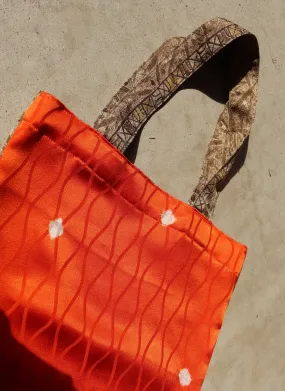 Kimono Tote- Brown x Neon Orange