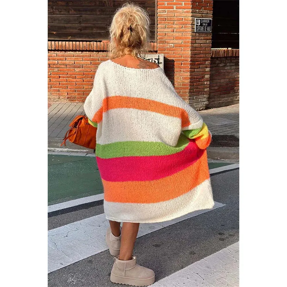 Knitted Oversized Peace Long Sweater Dress