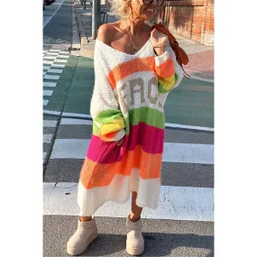 Knitted Oversized Peace Long Sweater Dress