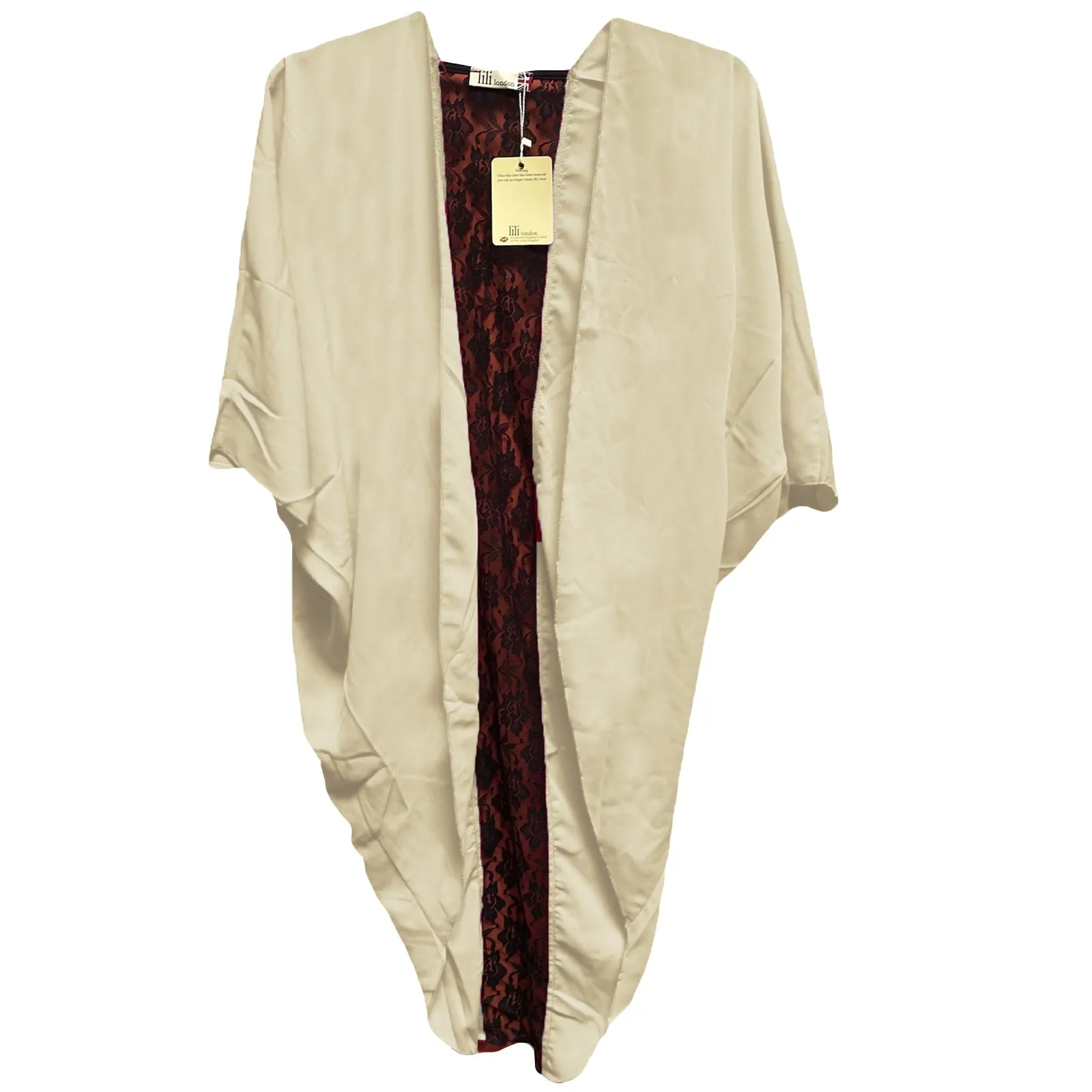 Ladies Lace Back Kimono Long Shrug Essex