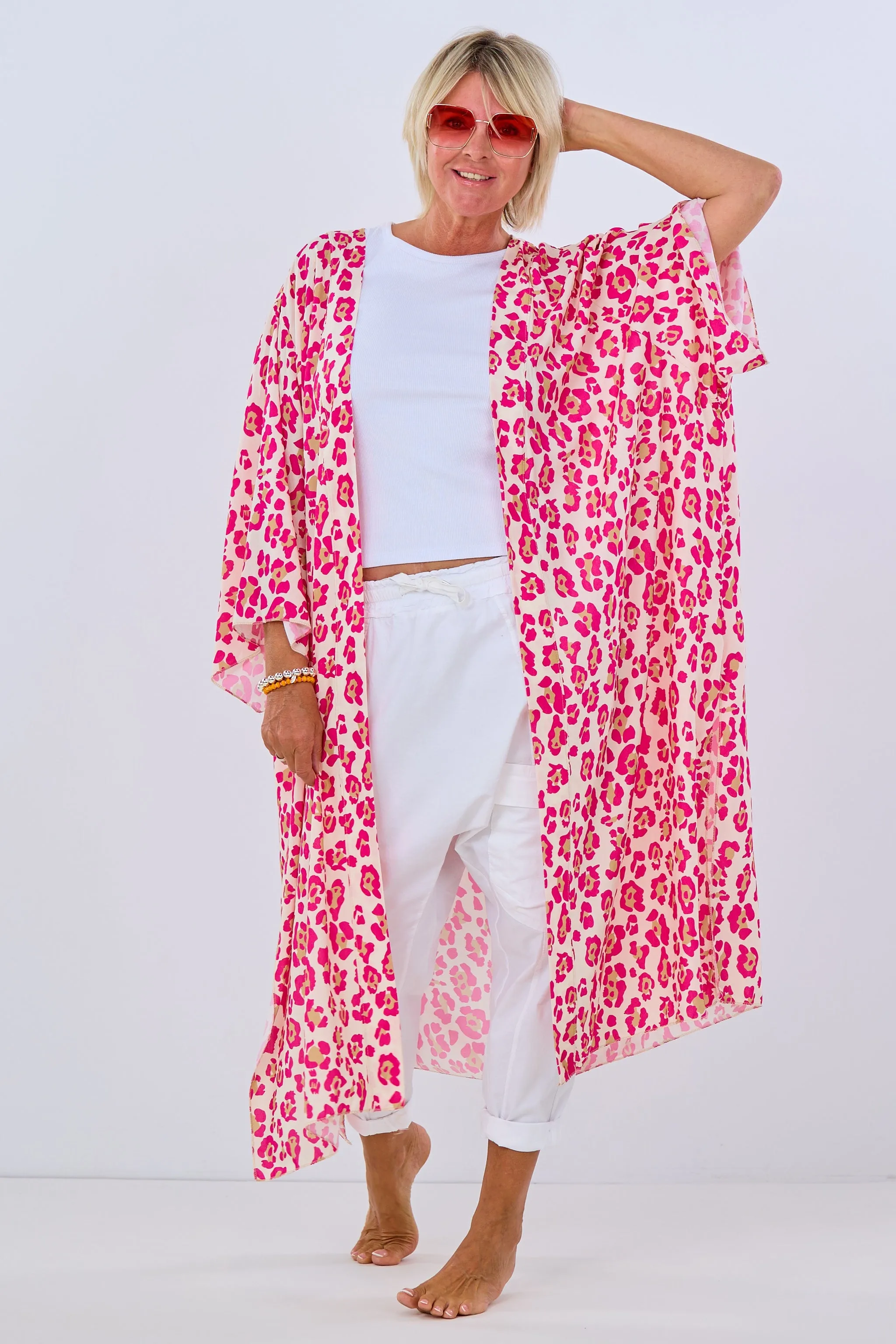 langer Kimono Leo, beige-pink