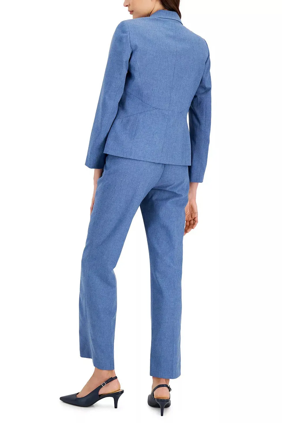 Le Suit lapel collar 2 button closure jacket seam detail with straight leg pant