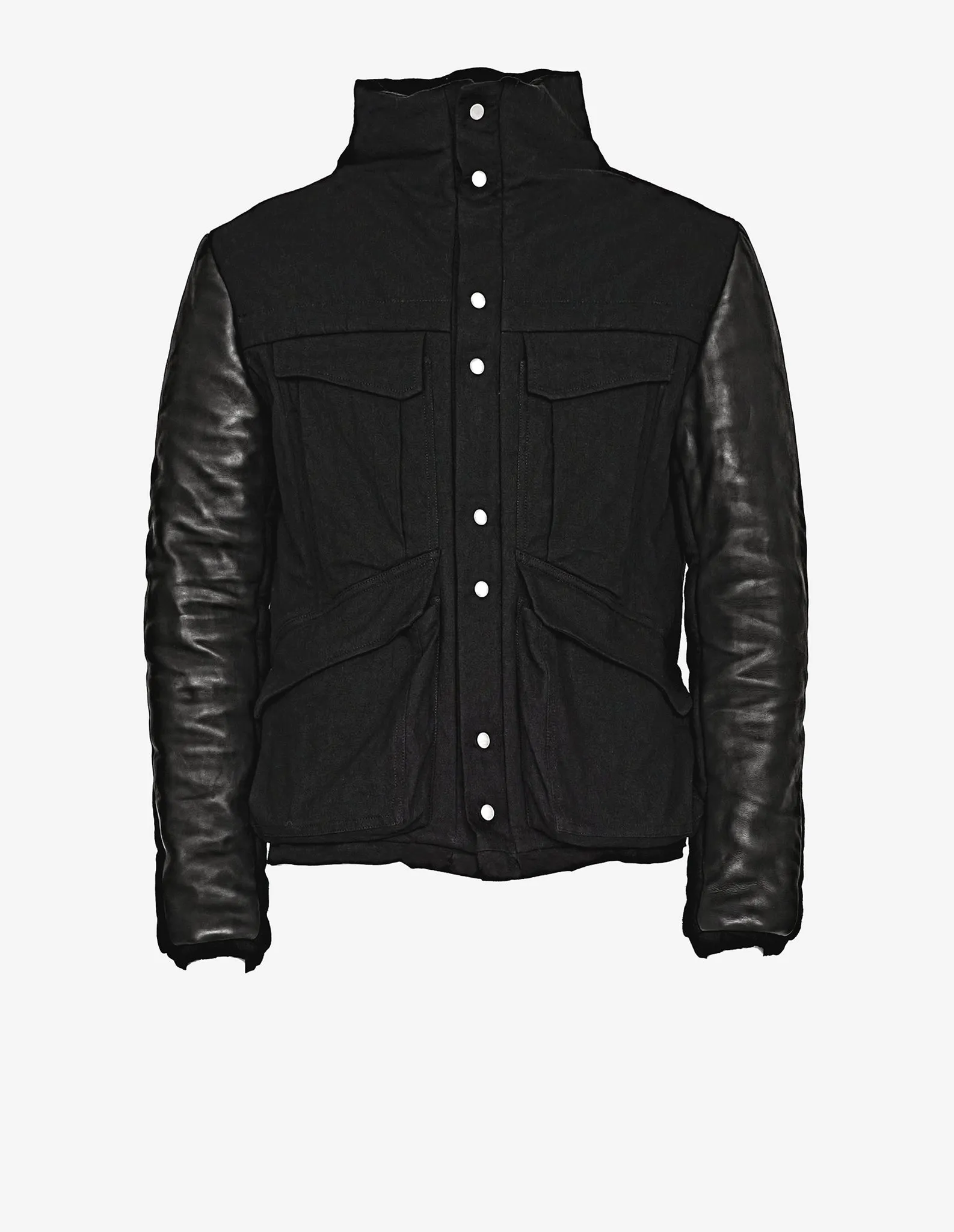 Leather Sleeves Cargo Jacket