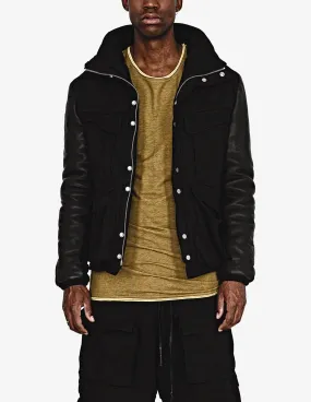 Leather Sleeves Cargo Jacket