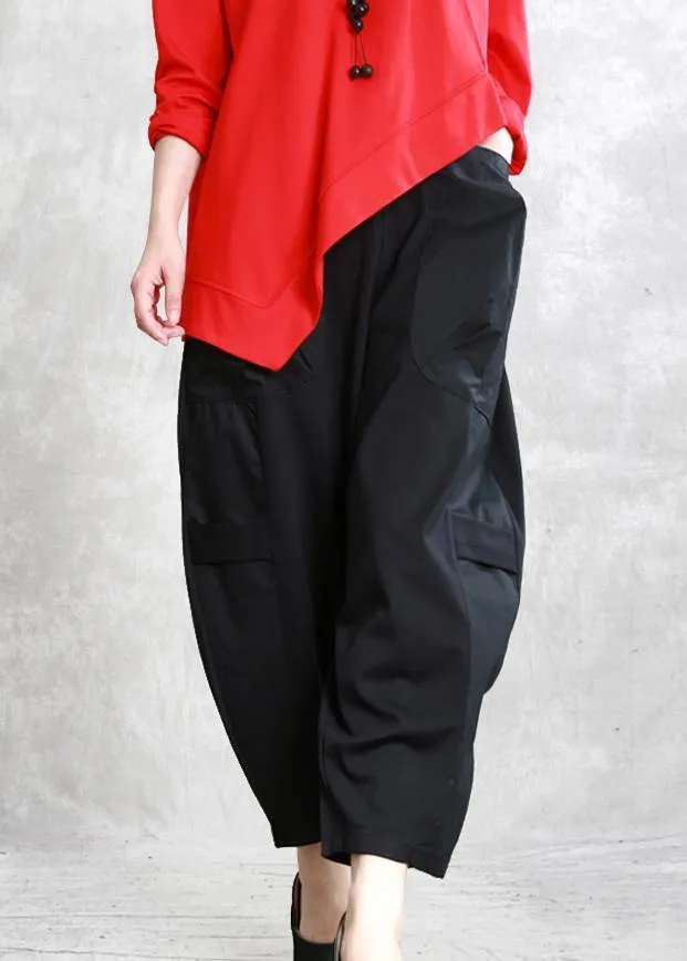 Literary personality wide-leg pants women solid spring loose casual pants