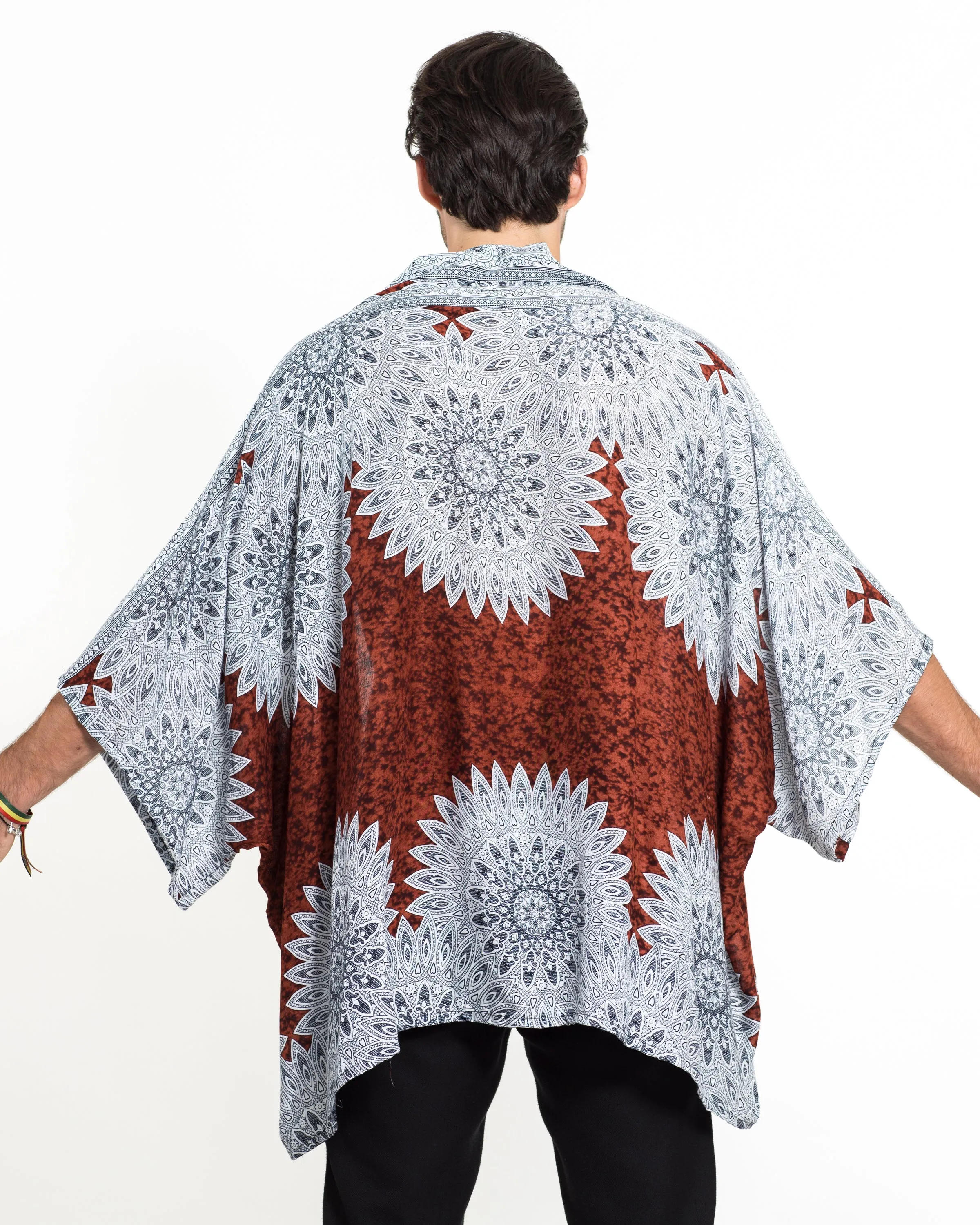 Marble Mandalas Kimono Cardigan in Brown