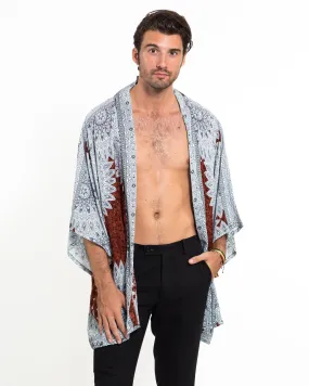 Marble Mandalas Kimono Cardigan in Brown