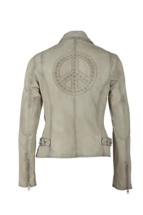 Maysie Peace Leather Jacket - Off White