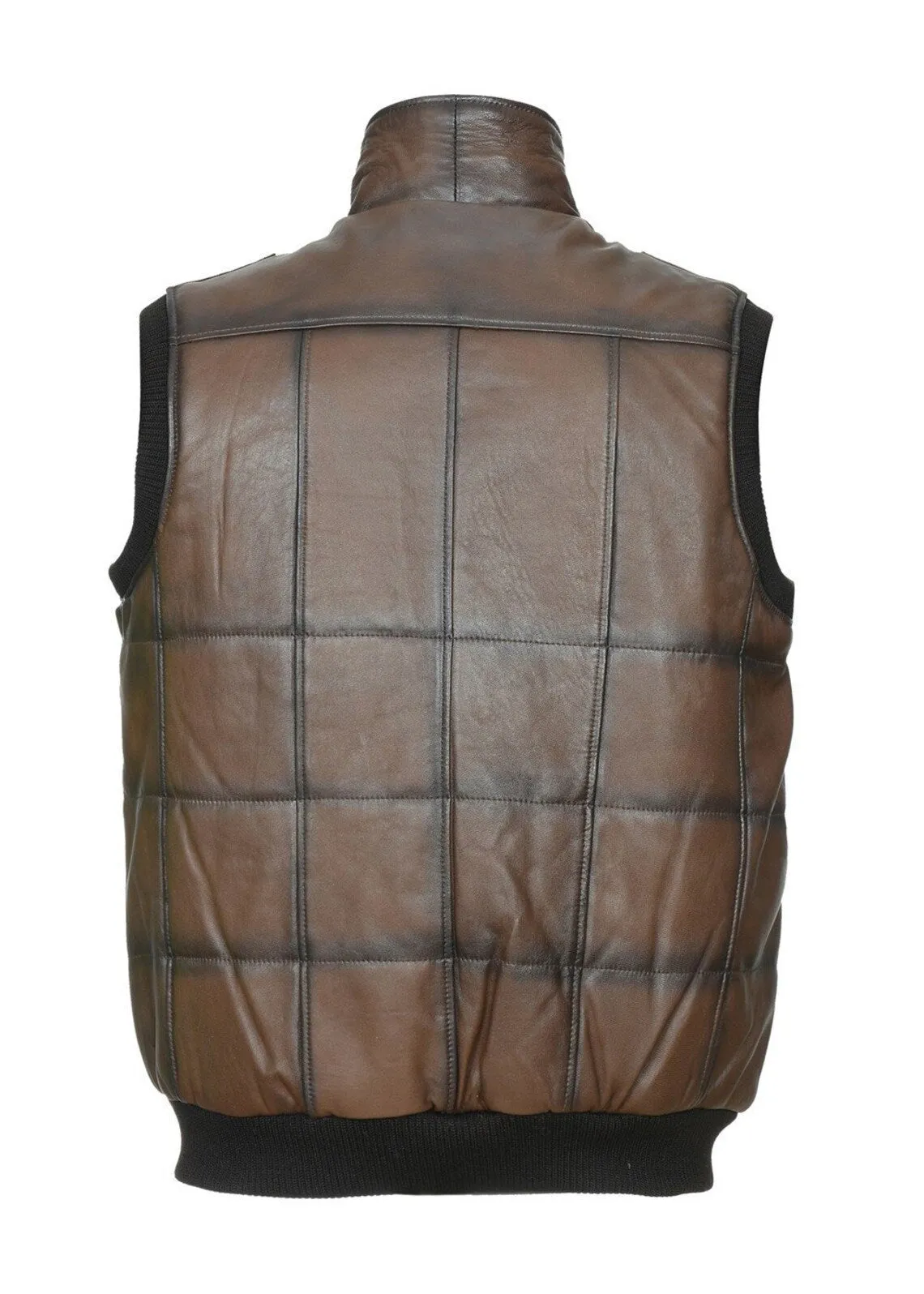 Men's Brown Leather Motorcycle Biker Club Vest for Riding