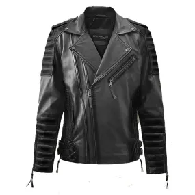 Mens Genuine Best Biker Fashion Charles Burnt Charcoal Leather Jacket