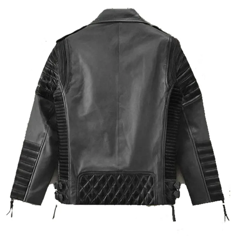 Mens Genuine Best Biker Fashion Charles Burnt Charcoal Leather Jacket