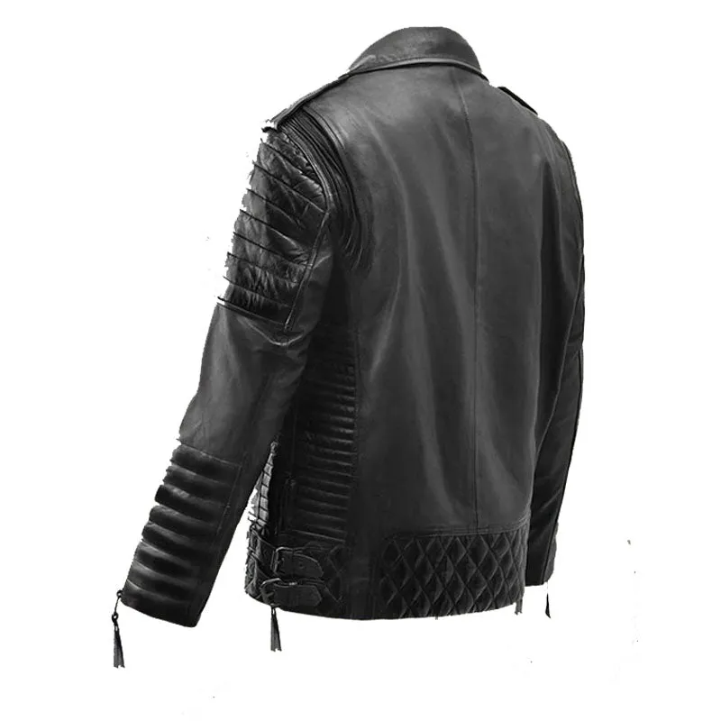 Mens Genuine Best Biker Fashion Charles Burnt Charcoal Leather Jacket