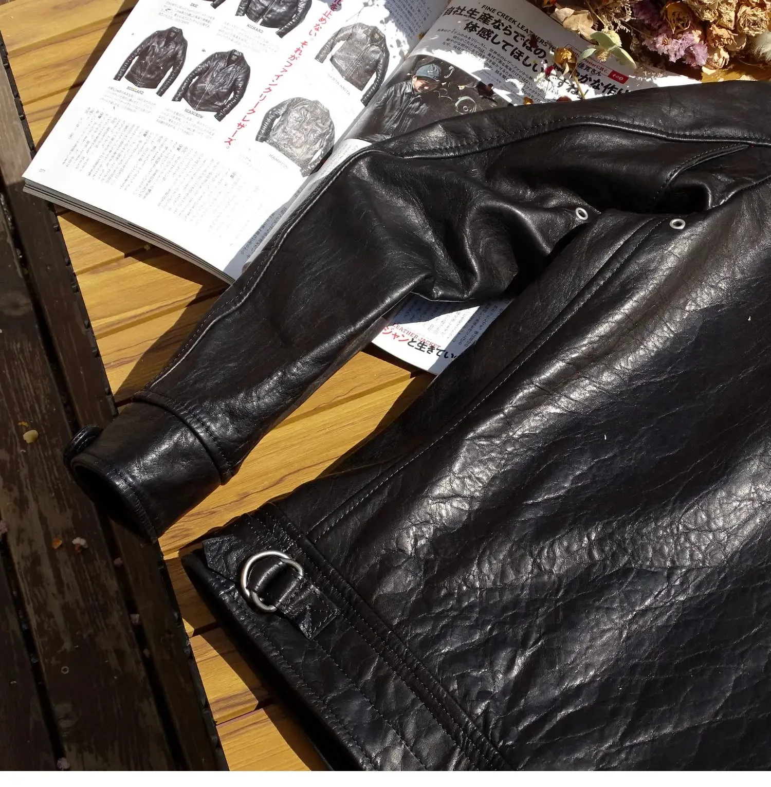 Men's Genuine Leather Jacket - Short Slim Fit Black Motorcycle Japan Style