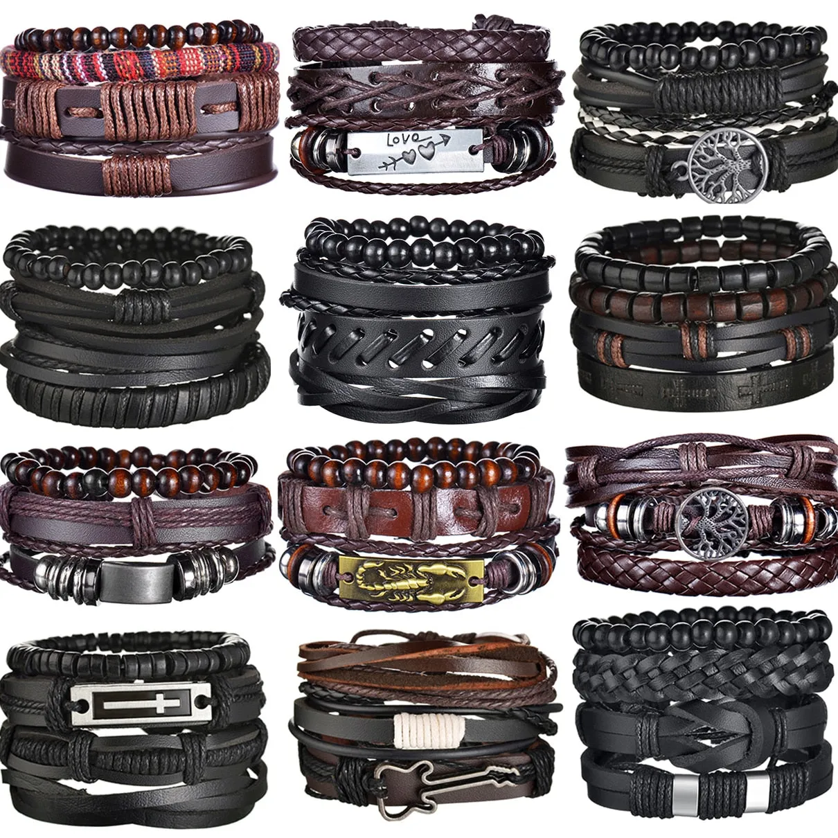 Mens Gothic Layered Bracelet