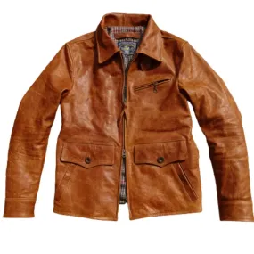 Men's Leather Jacket Amber - Vintage Style