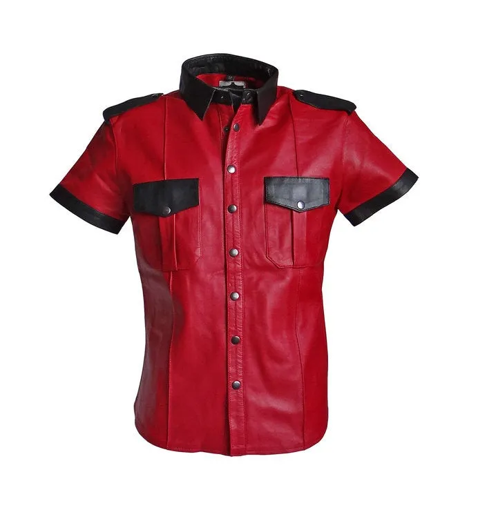 Mens Leather Police Shirt