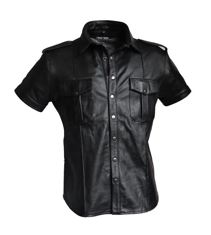 Mens Leather Police Shirt