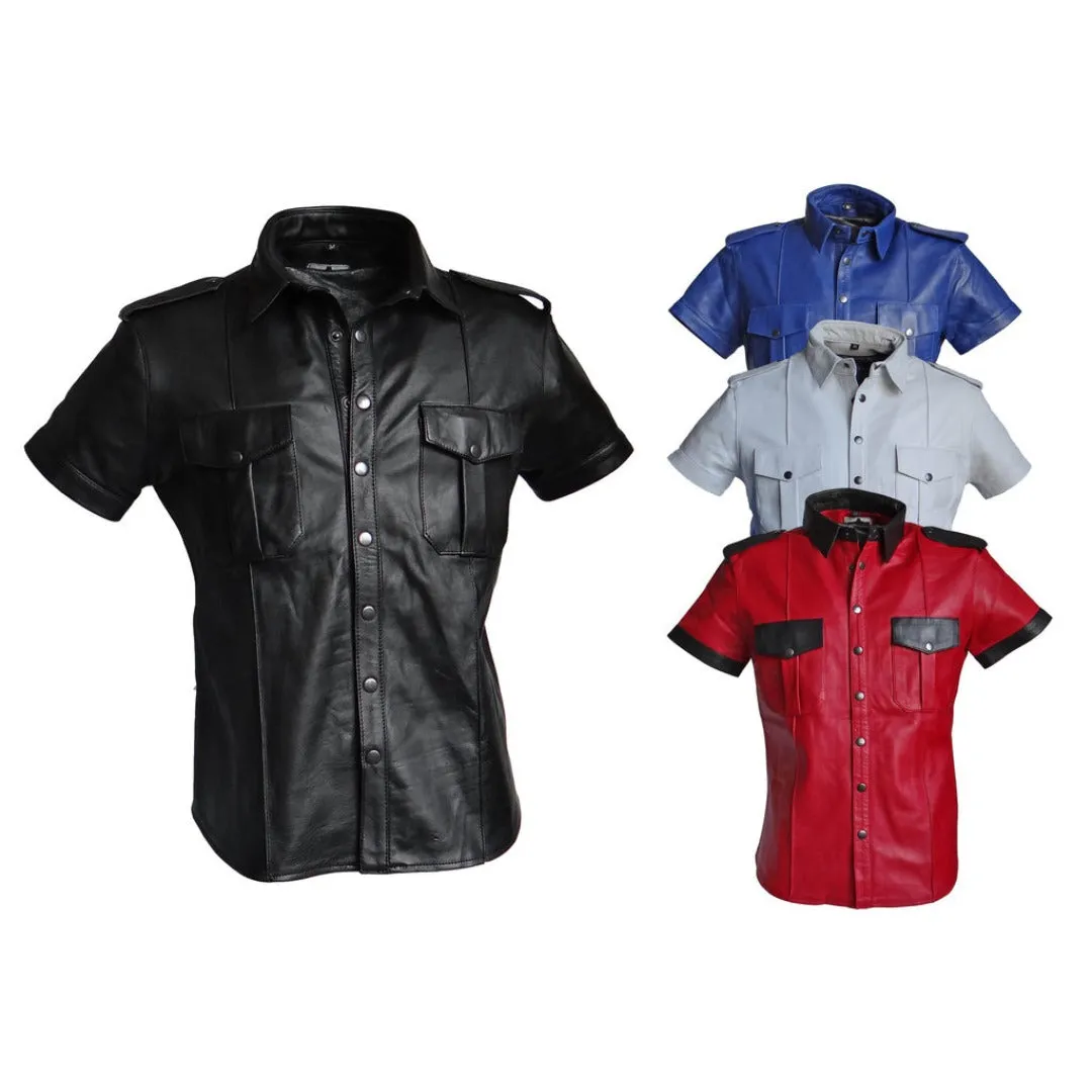 Mens Leather Police Shirt