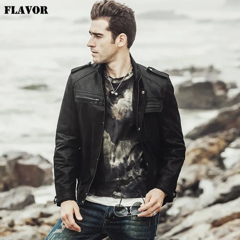 Men's Retro Genuine Leather Motorcycle Jacket