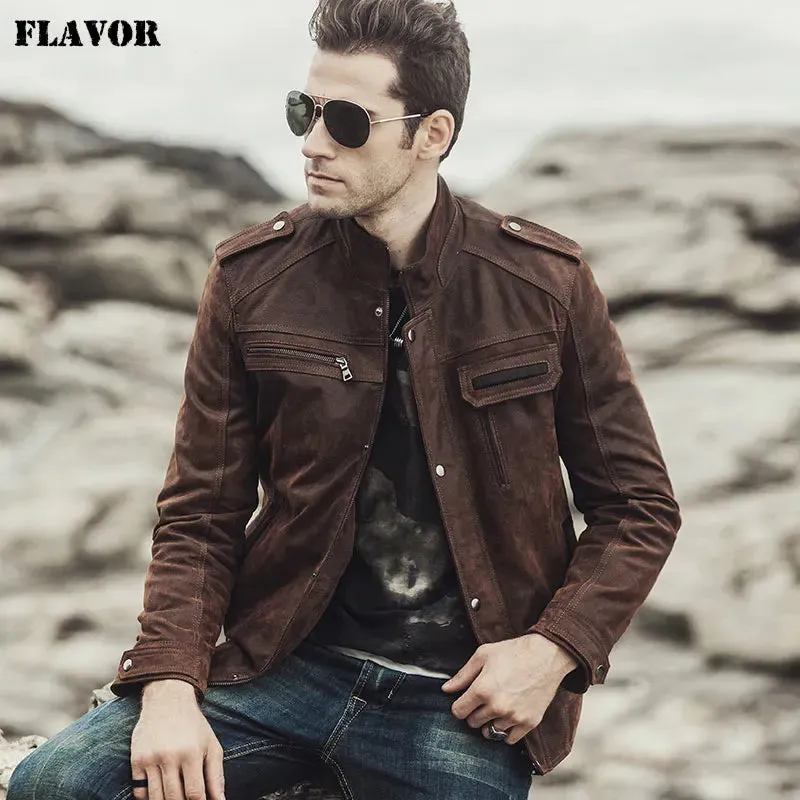 Men's Retro Genuine Leather Motorcycle Jacket