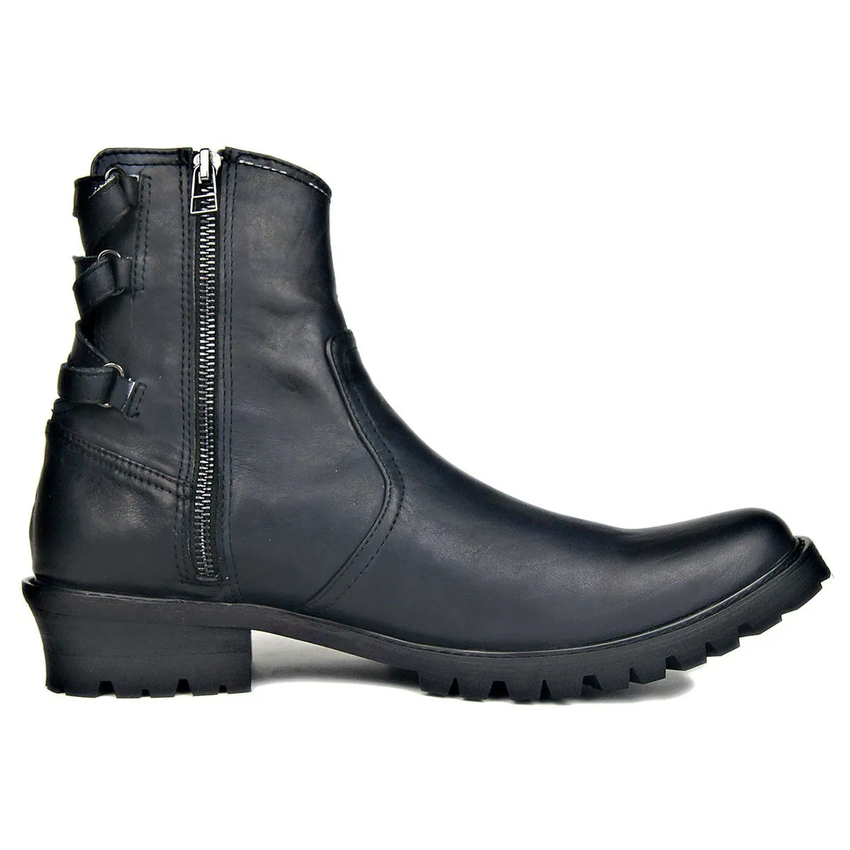 Mens Zip Pointed Belt Boots