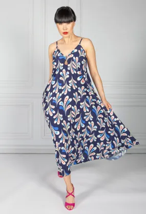 Midnight Abstract Print Maxi Dress