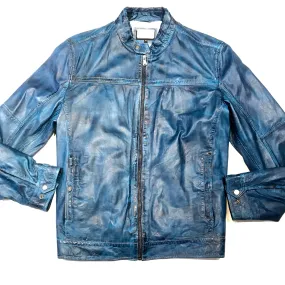 Missani Le Collezioni Carolina Blue Lambskin Leather Jacket