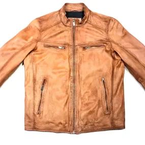 Missani Le Collezioni Cognac Lambskin Leather Jacket