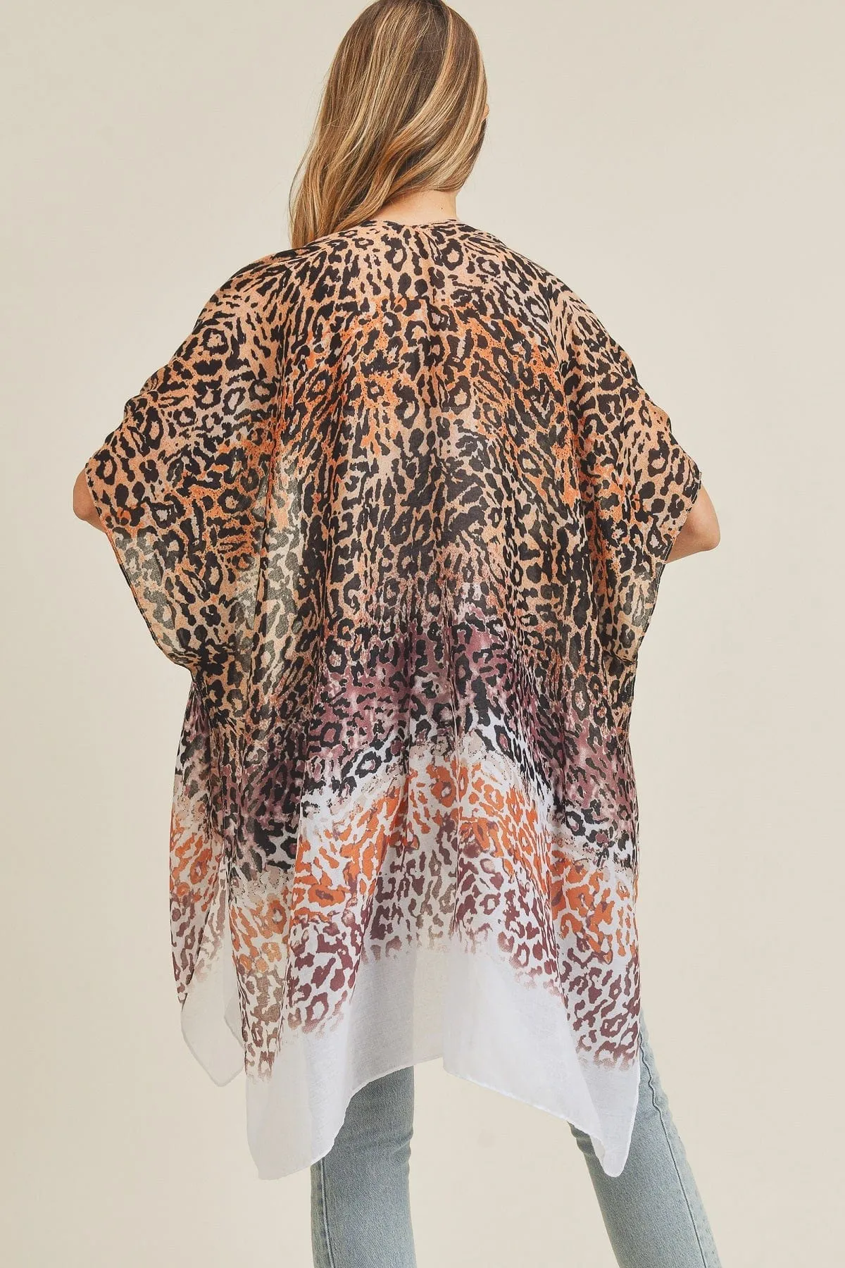 MS0222 Multi Color Layered Leopard Summer Kimono