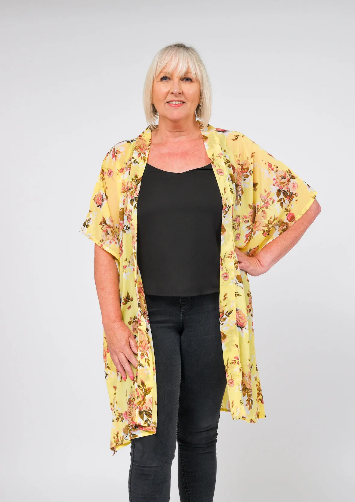 Multi Floral Open Front Kimono